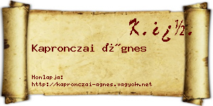 Kapronczai Ágnes névjegykártya